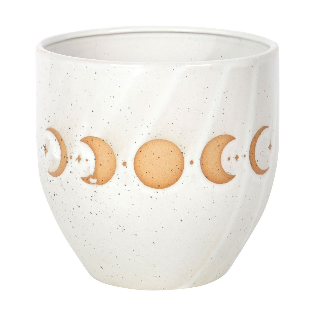 White Moon Phase Plant Pot