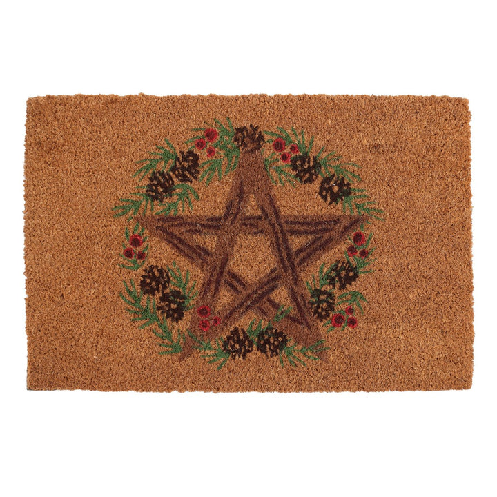 Natural Winter Solstice Pentagram Doormat