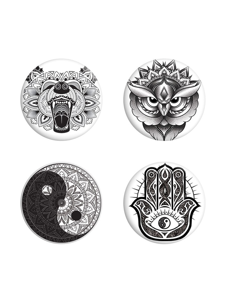 Monochrome Mandalas Badge Pack