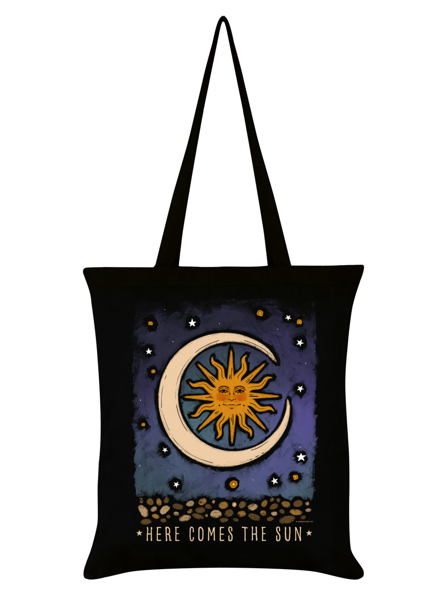 Hello World Here Comes The Sun Black Tote Bag