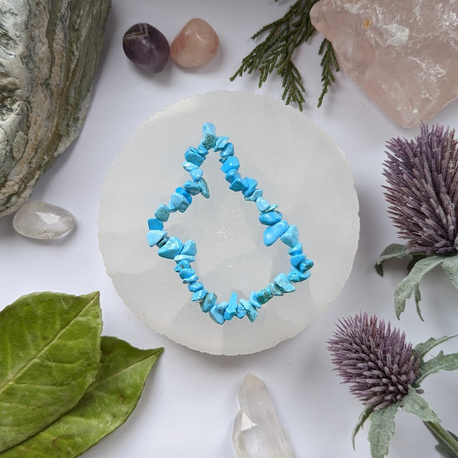 Blue Howlite Crystal Chip Bracelet