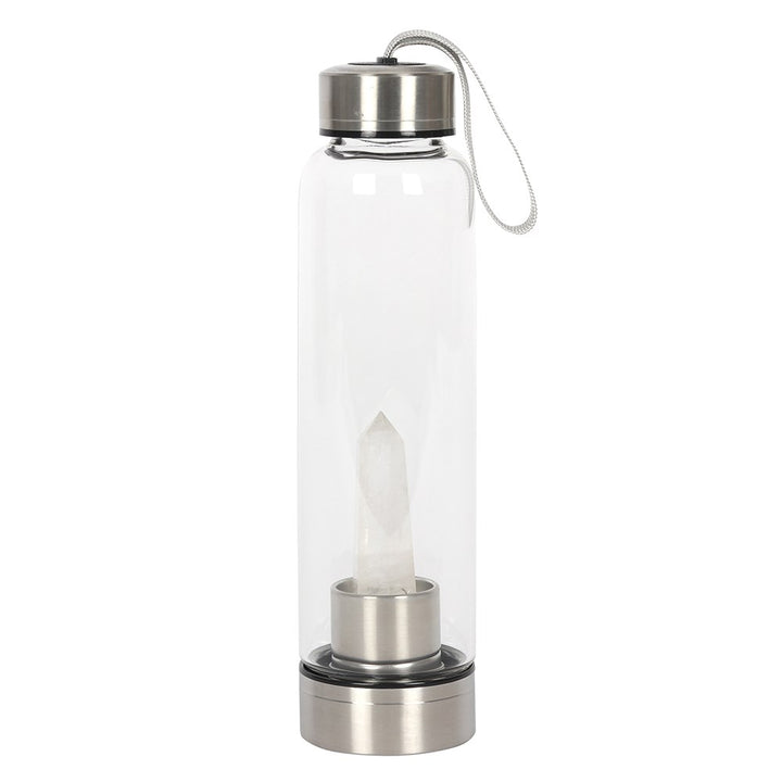 Clear Quartz Energising Glass Water Bottle