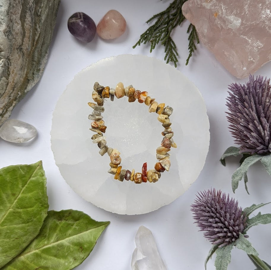 Crazy Lace Agate Crystal Chip Bracelet