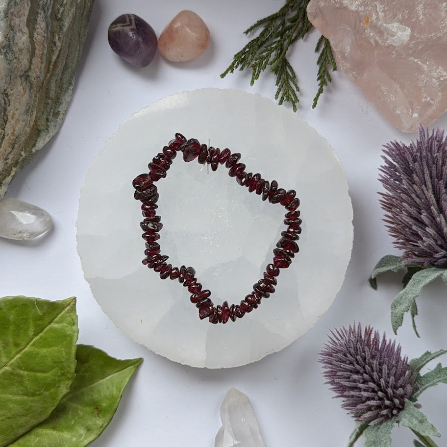 Garnet Crystal Chip Bracelet