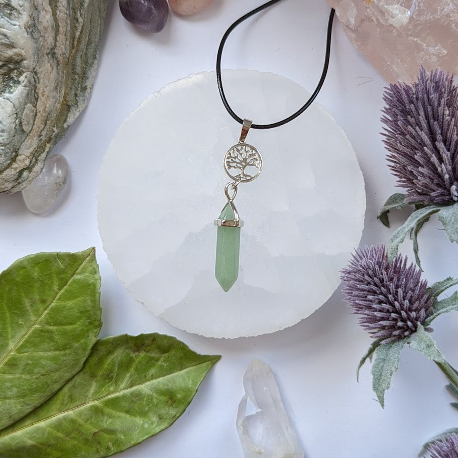 Tree Of Life Green Aventurine Pendant Necklace