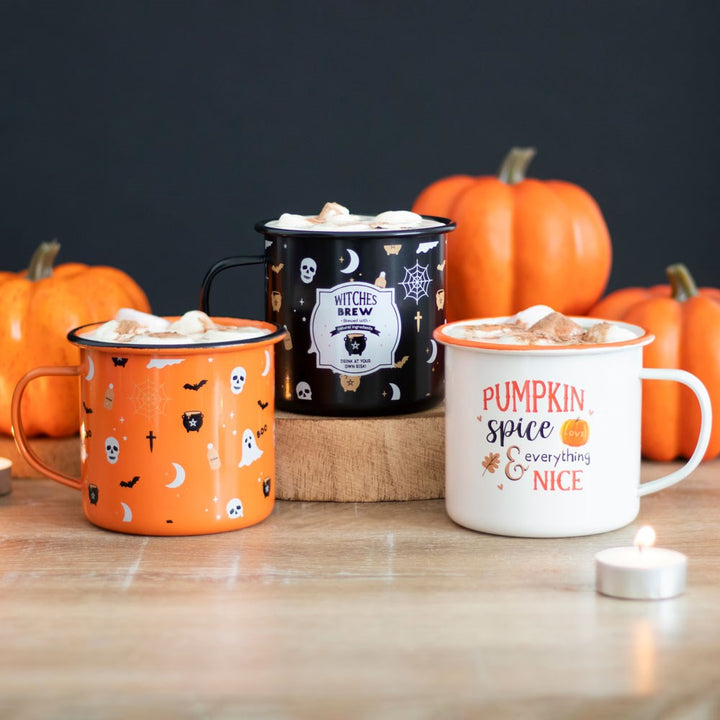 Halloween Witches Brew Enamel Mug Black