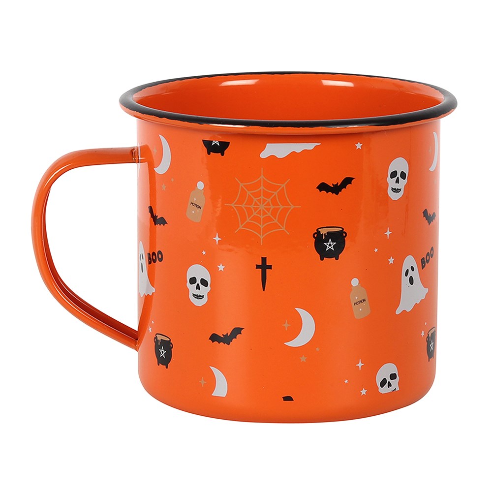 Halloween Print Enamel Mug Orange