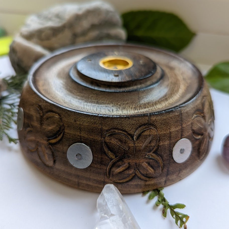 Wooden Incense Holder Flower Bowl 2