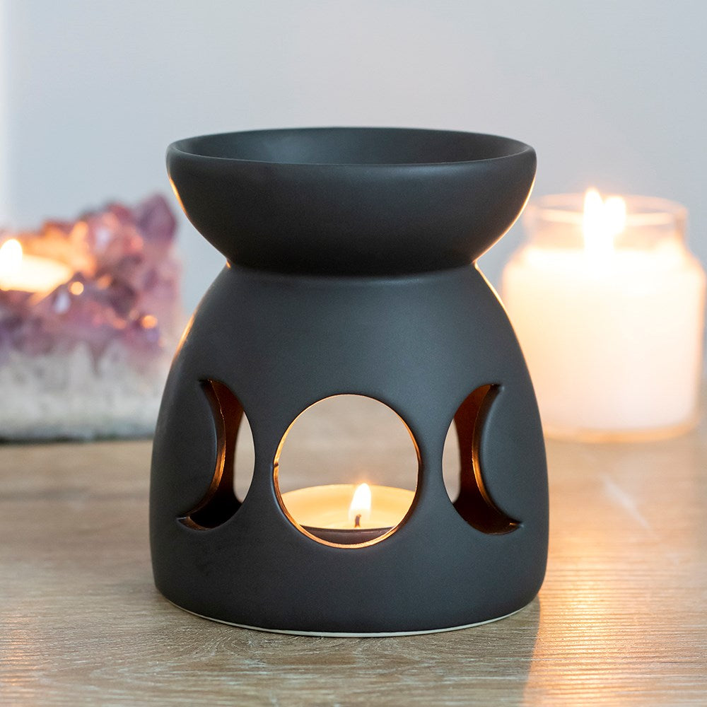 Black Triple Moon Oil Burner