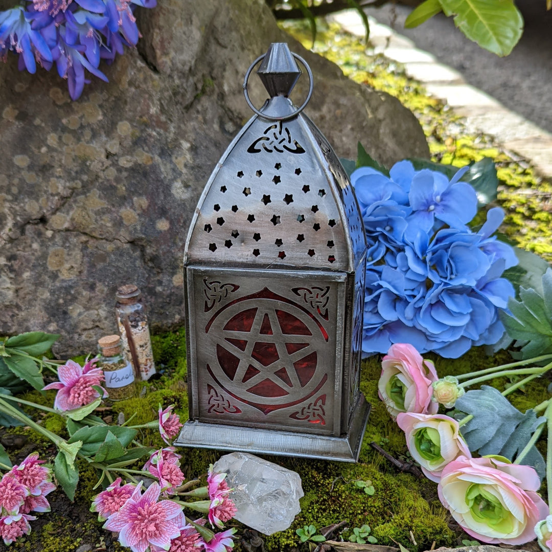 Pentagram Candle Holder Lantern Red