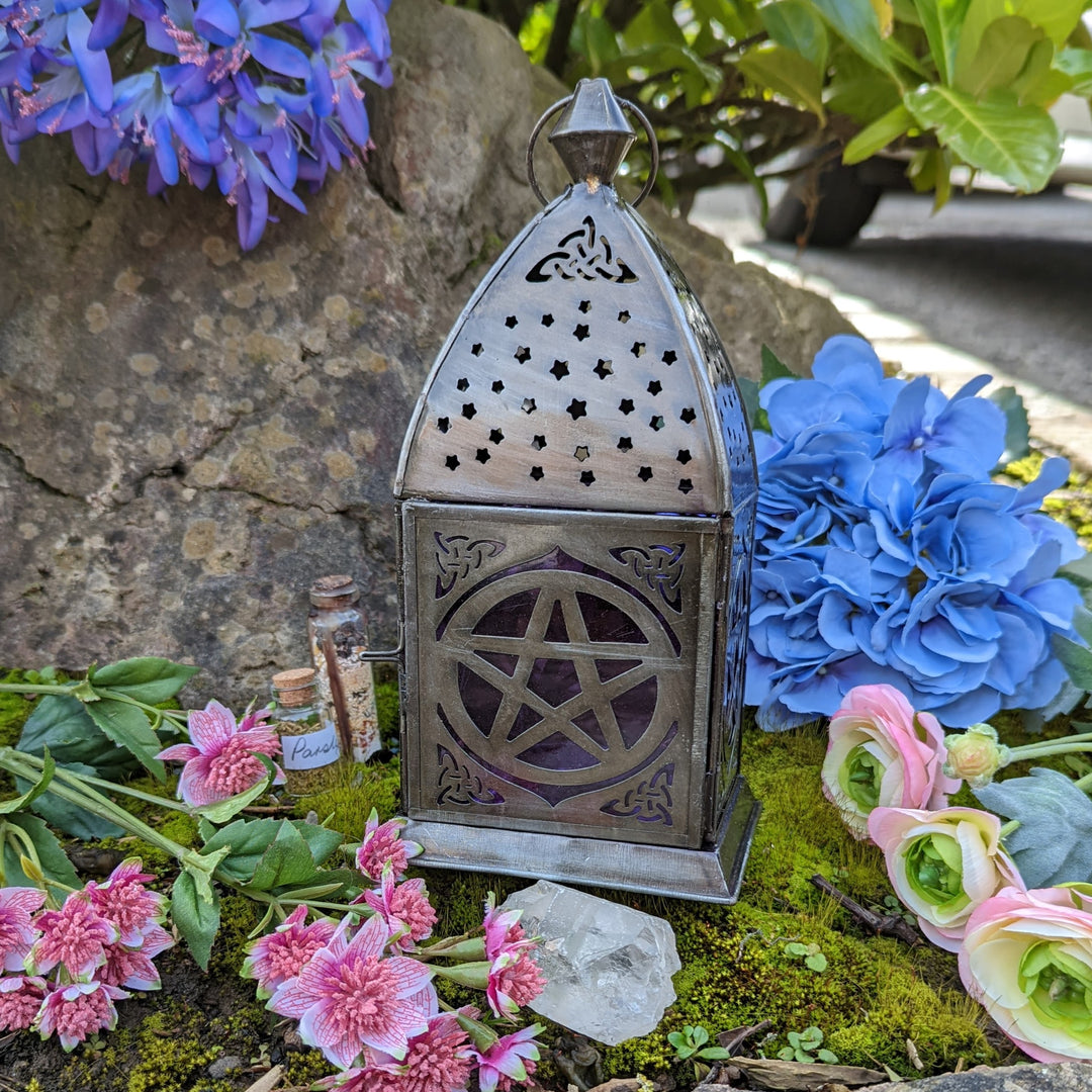 Pentagram Candle Holder Lantern Purple