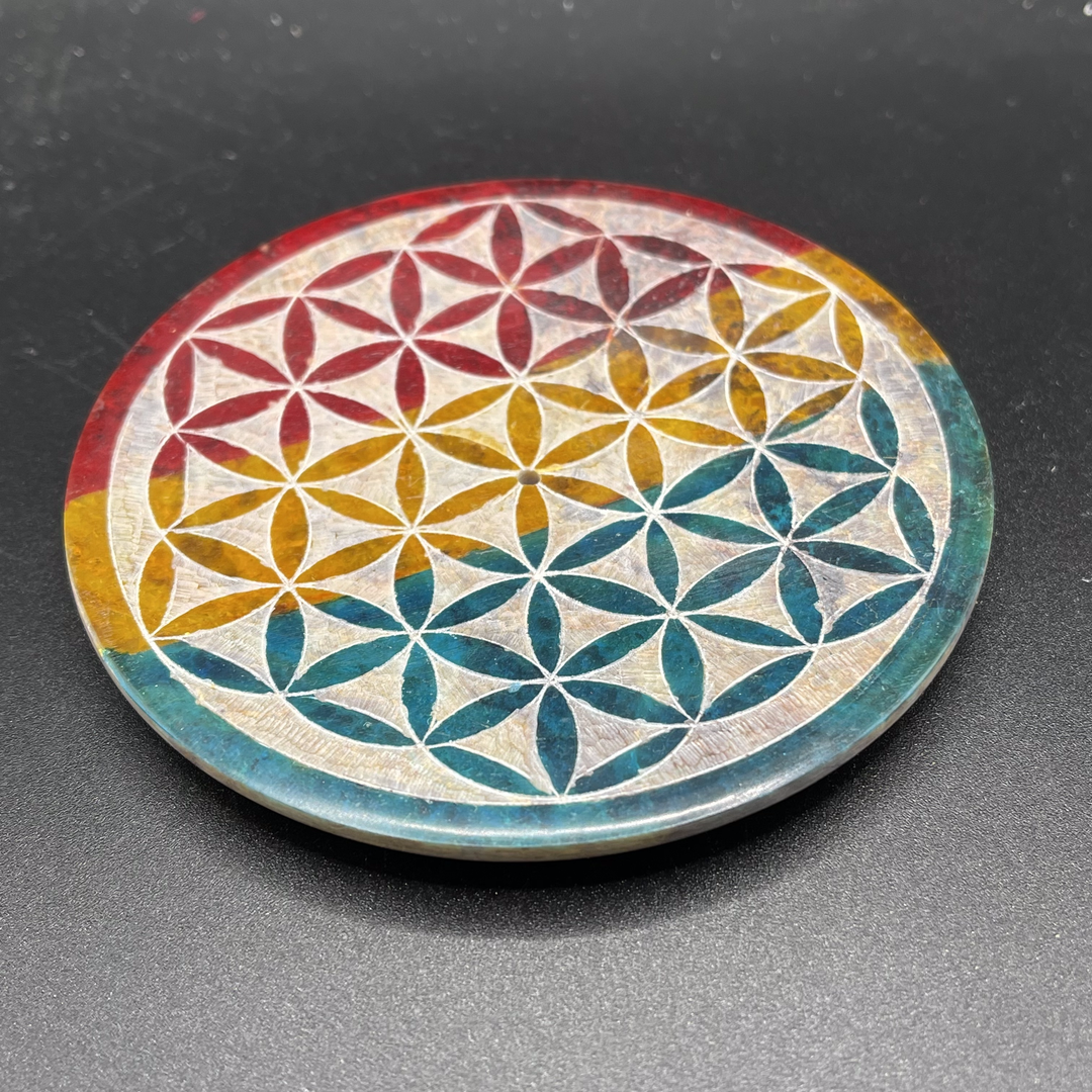 Soapstone Flower Of Life Incense Holder