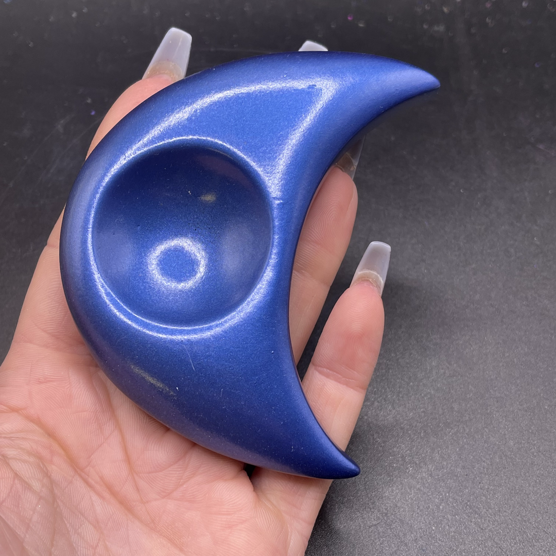 Blue Crescent Moon Sphere Holder