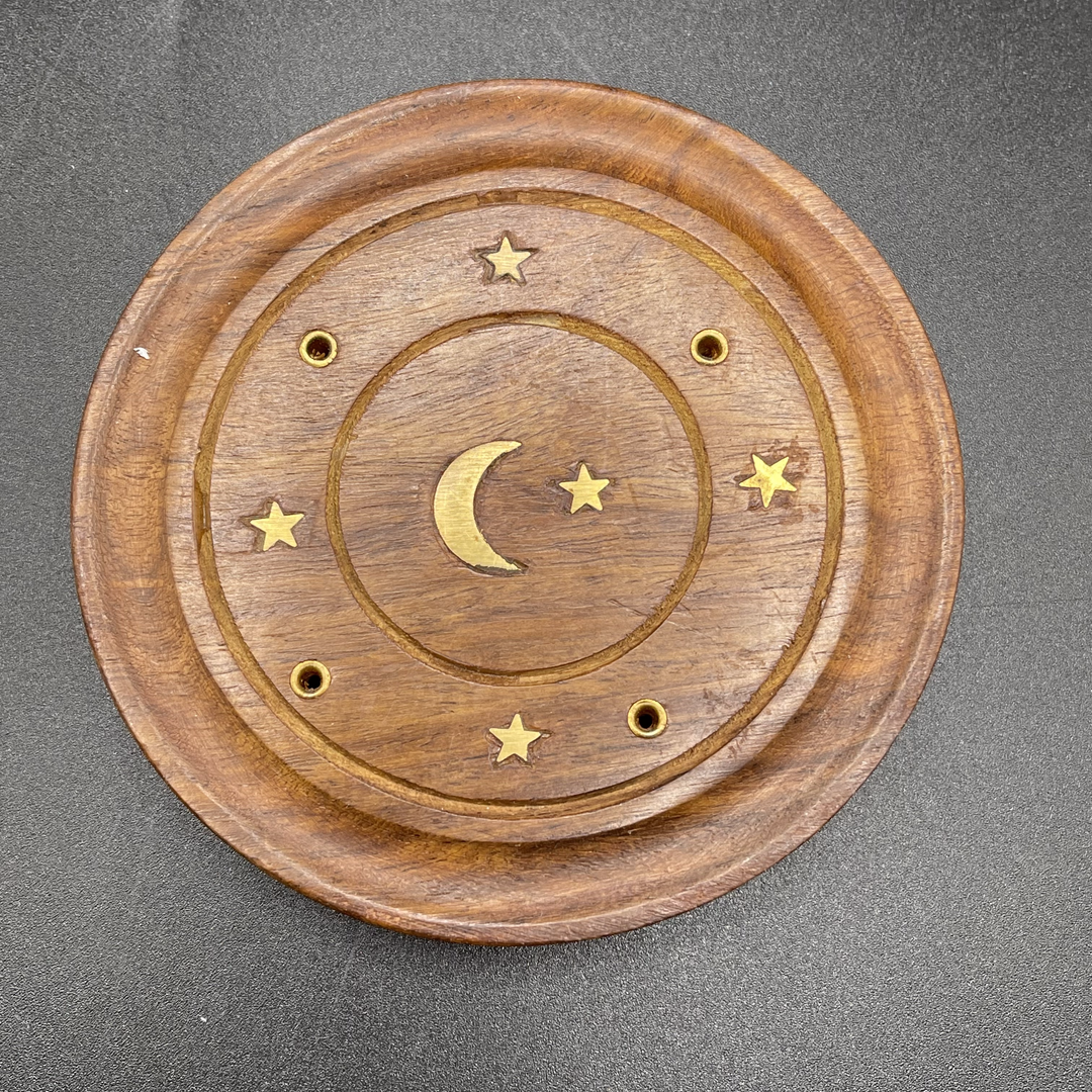 Moon & Stars Incense Holder Wooden Plate