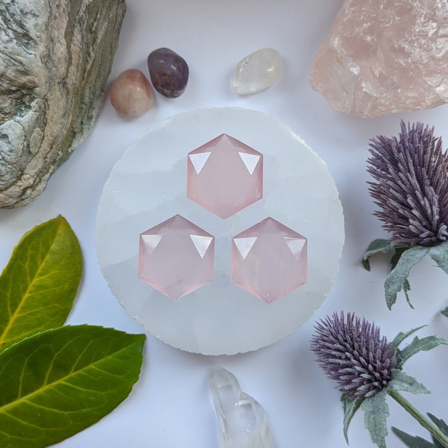 A Grade Rose Quartz Hexagons