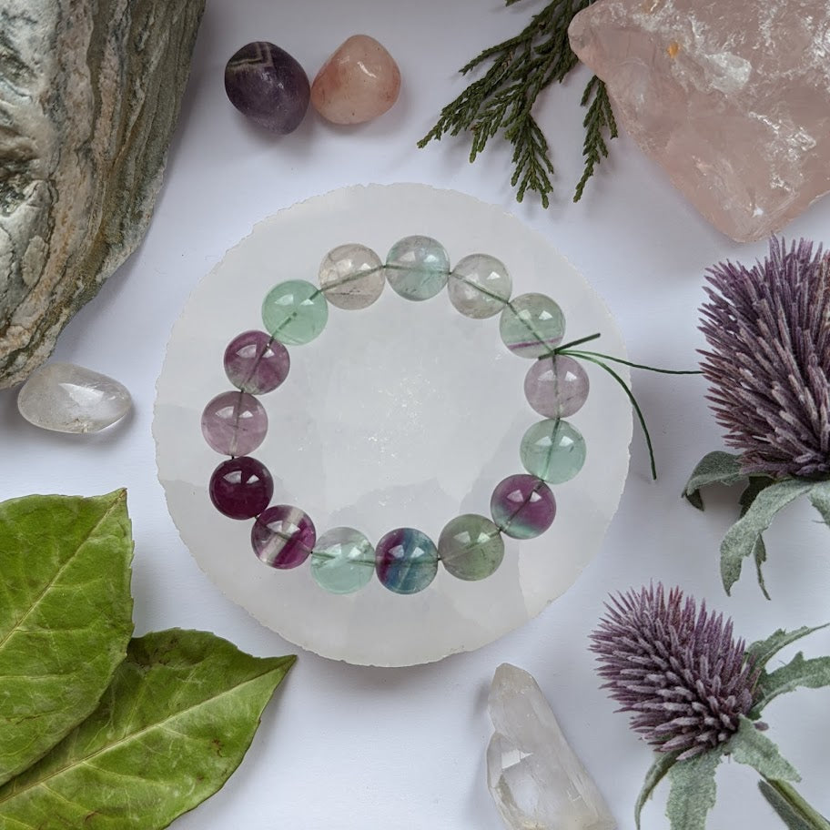 Rainbow Fluorite Crystal Power Bracelet