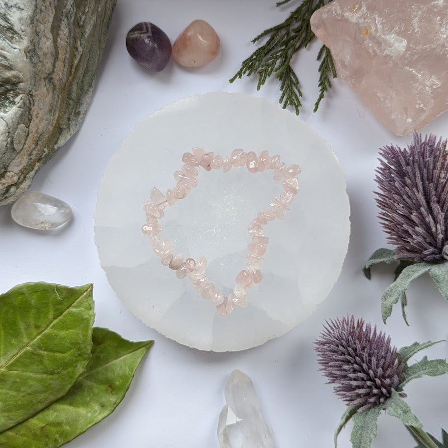 Rose Quartz Crystal Chip Bracelet