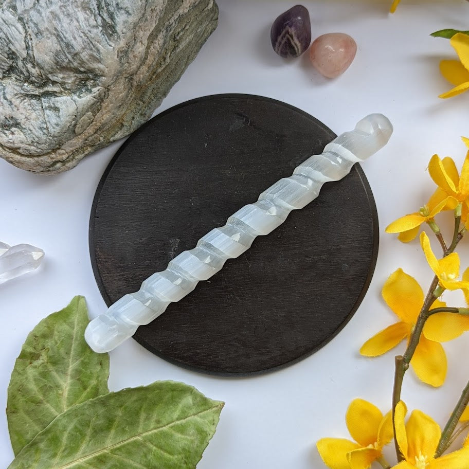 Selenite Spiral Wand