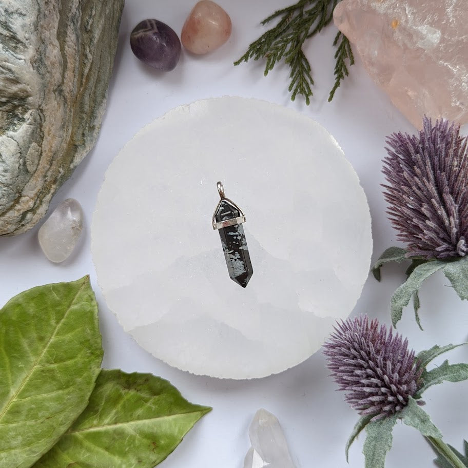 Snowflake Obsidian Pendant Necklace