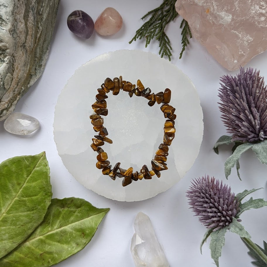 Gold Tiger Eye Crystal Chip Bracelet