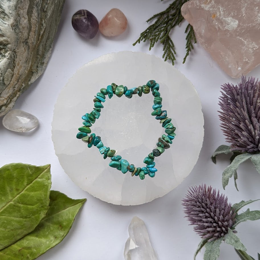 Natural Turquoise Crystal Chip Bracelet