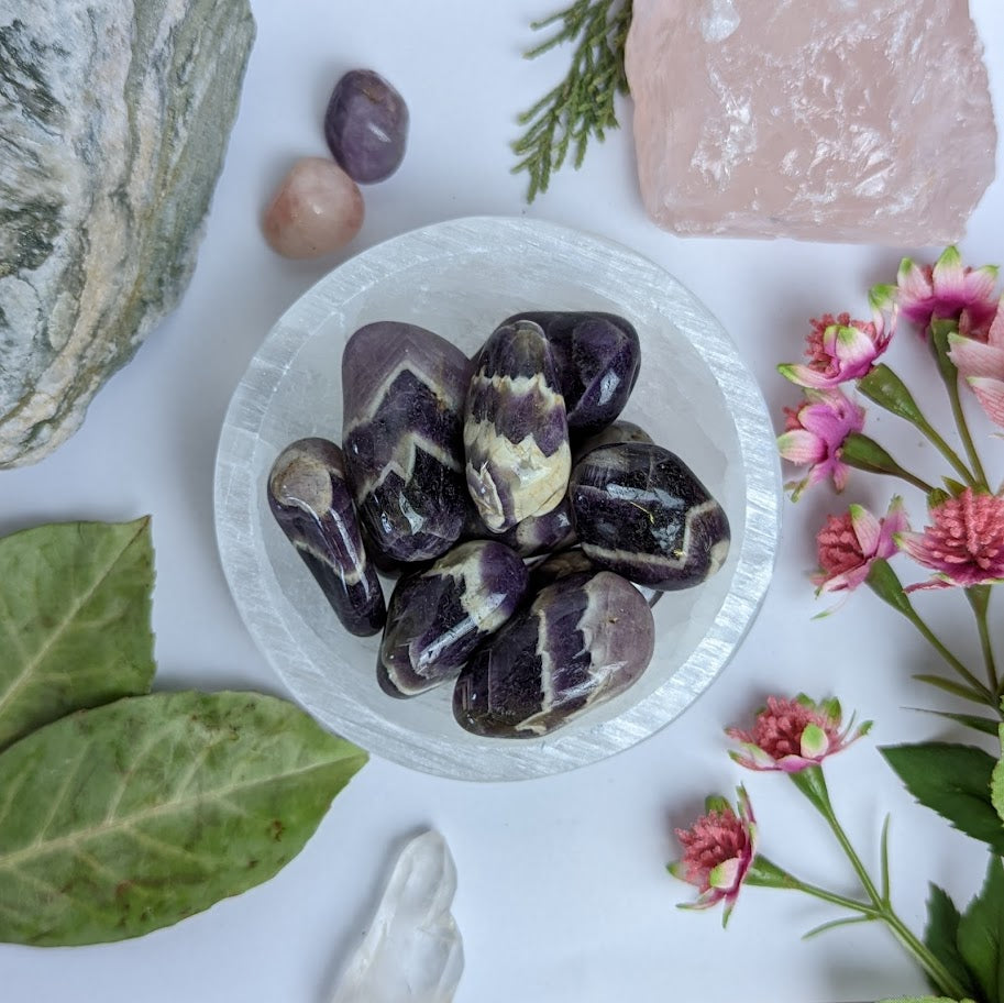 Chevron Amethyst Tumblestone Large