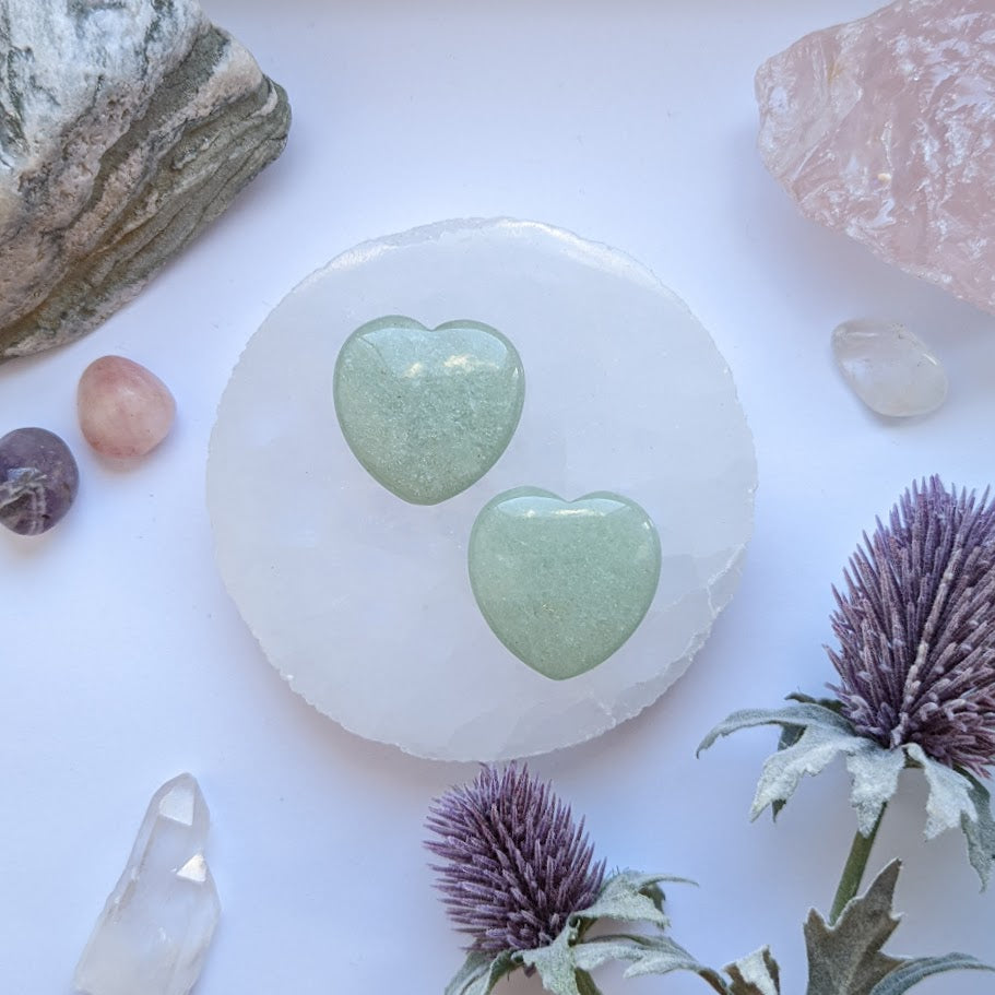 Flat Green Aventurine Crystal Heart