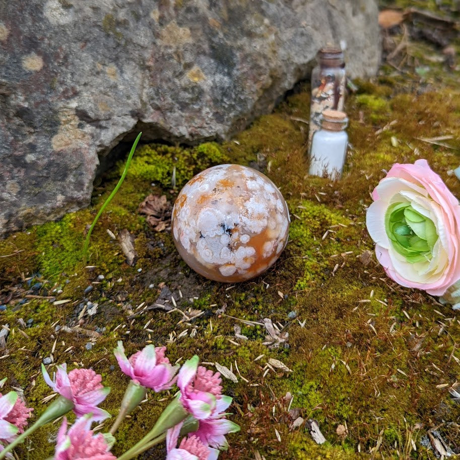 Flower Agate Carnelian Sphere 1