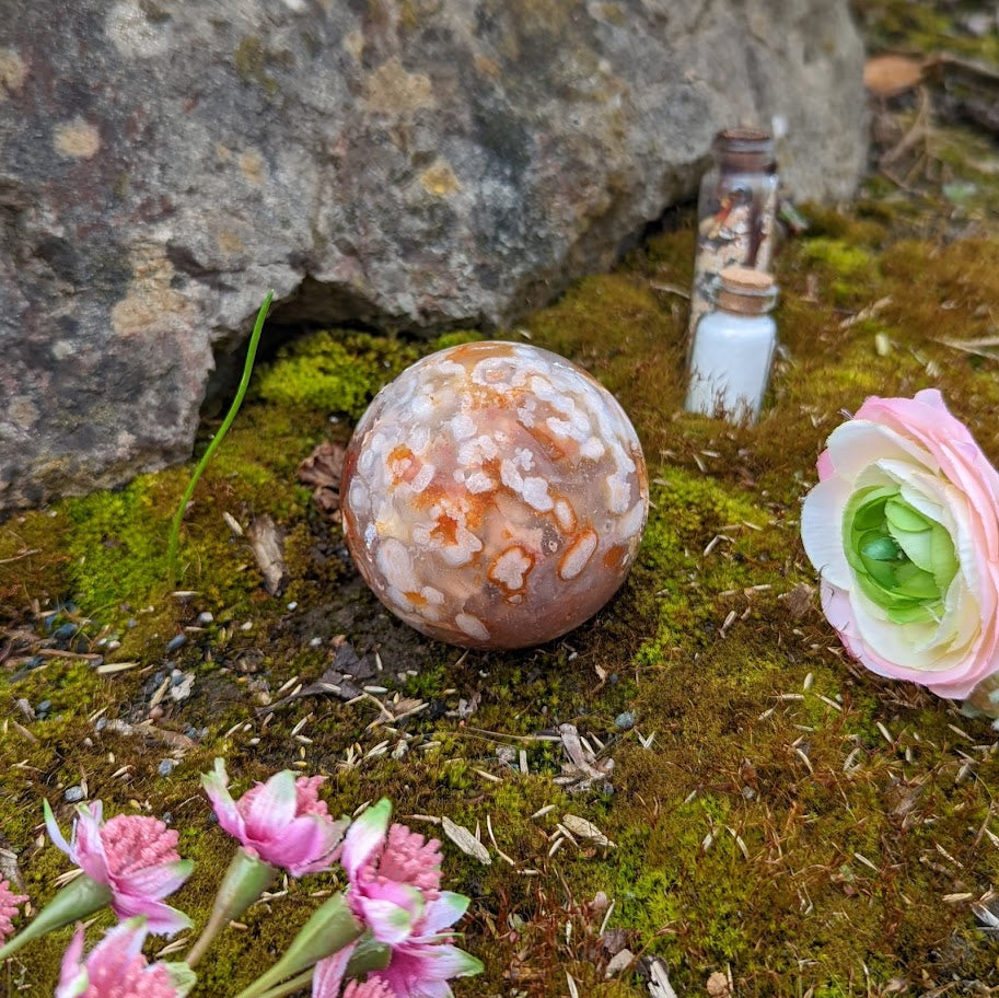 Flower Agate Carnelian Sphere 2